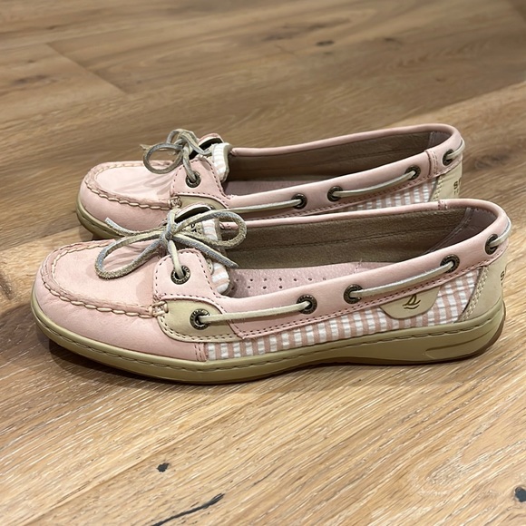 Womens Sperry Top Sider Pink Seersucker Boat Shoes 75 Poshmark